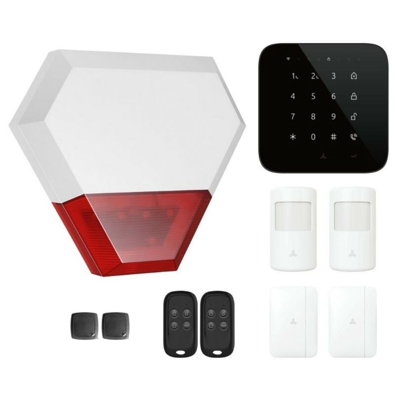 Alarme maison sans fil wifi et gsm 4G connectée Casa Noire avec sirène extérieure - kit 7