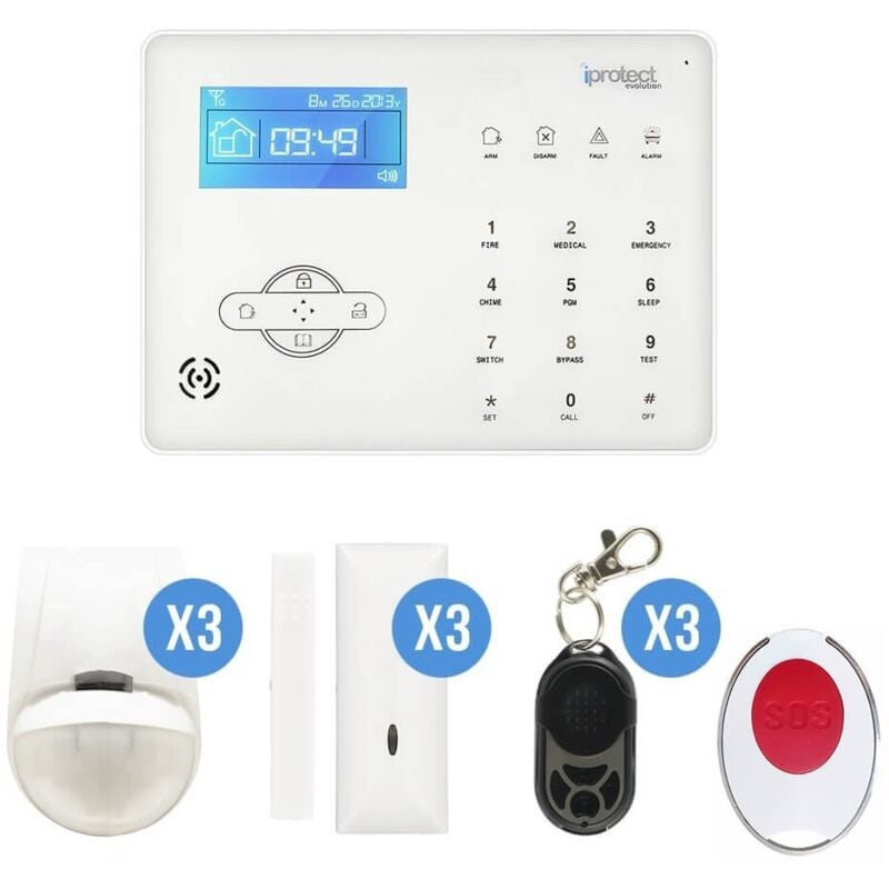 Iprotect Evolution - Kit Alarme maison rtc 14 avec centrale tactile
