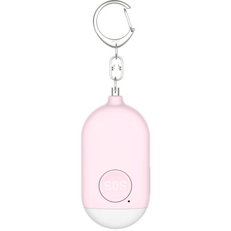 Alarme personn 130dB rechargeable par USB avec lampe torche LED fonction étanche auto-défense sécurité personn femmes, enfants, personnes âgées, rose