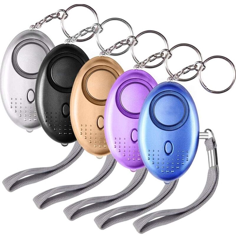 Ikodm - Alarme personnelle - 5 pièces - 140Db - Porte clé alarme d'urgence - Avec torche anti agression - Avec lumière led - Pour femmes, enfants,