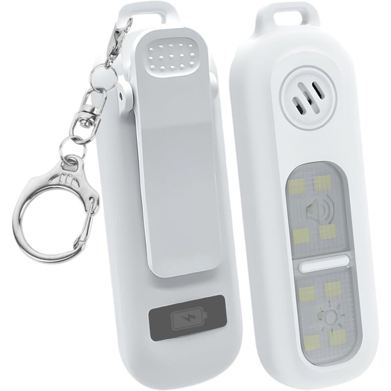 Alarme Personnelle Anti Agression, 130dB Alarme Personnelle Porte Cle de sécurité d'urgence de avec lumières LED, Rechargeable pour Femme Enfants