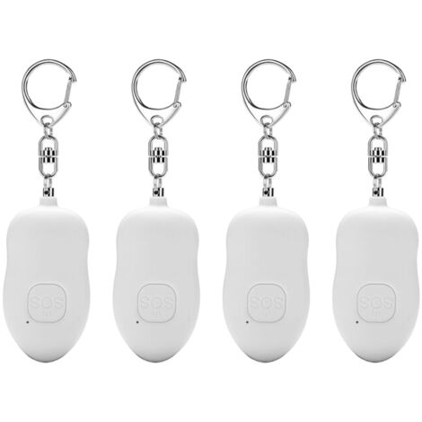Alarme personnelle rechargeable par USB avec lampe torche LED étanche, blanche, 4 pièces mcb6V57mm