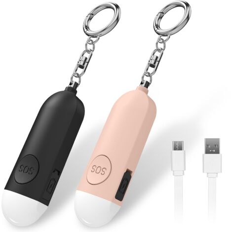 Alarme personnelle rechargeable pour femmes et enfants, double mode, anti-loup - Rose + Noir (sans localisation)