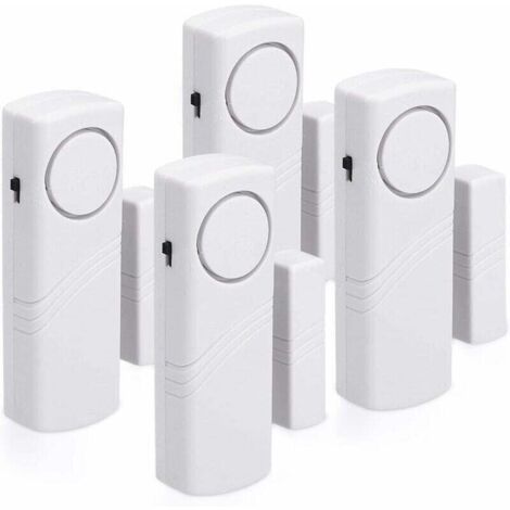 Alarme porte et fenêtre - Kit d'alarme antivol sans fil 4 pièces - Sécurité résidentielle - Magnétique - 100 décibels