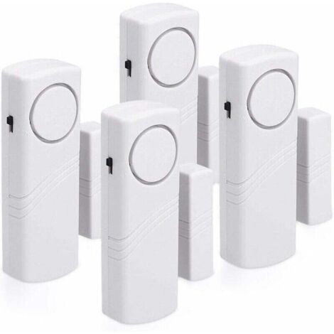 Alarme Porte et Fenêtre - Lot 4x Alarme Sans Fil Anti-Intrusion - Sécurité Maison Contre Cambriolage - Fonctionnement Magnétique - 100 dB--
