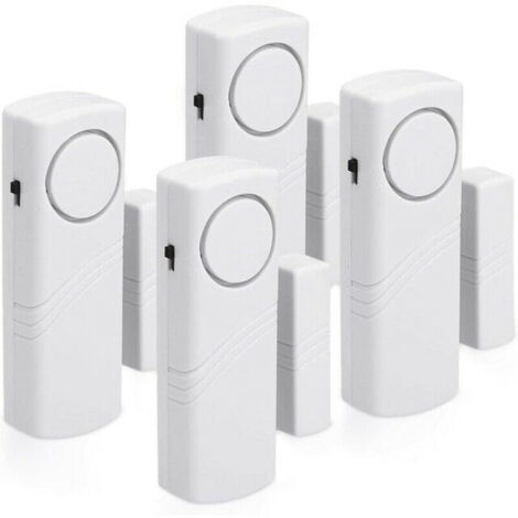 Alarme Porte et Fenêtre - Lot 4x Alarme Sans Fil Anti-Intrusion - Sécurité Maison Contre Cambriolage - Fonctionnement Magnétique - 100 dB