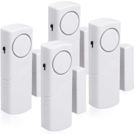 Alarme Porte et Fenêtre - Lot 4x Alarme Sans Fil Anti-Intrusion - Sécurité Maison Contre Cambriolage - Fonctionnement Magnétique