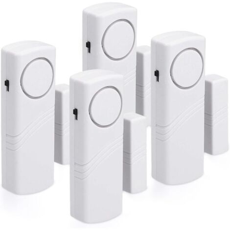 Alarme Porte et Fentre - Lot 4x Alarme Sans Fil Anti-Intrusion - Scurit Maison Contre Cambriolage - Fonctionnement Magntique - 100 dB