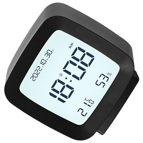 [Alarme pour enfant] Reveil digital LED avec affichage température et humidité en noir portable 4x7.8x8.3cm