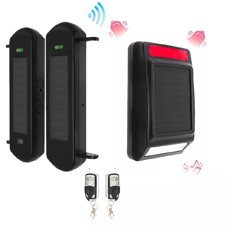 Ultra Secure - Alarme périmétrique sans-fil autonome longue distance 900m - Barrières infrarouges 1B + sirène solaire (DA600+)