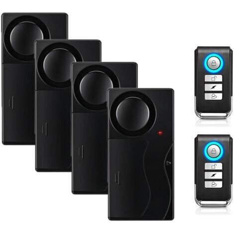 Alarme sans fil anti-vol - Détecteur de mouvement - 2 télécommandes - Alarme anti-effraction - Pour vélo, scooter, voiture - 110 dB - 4 capteurs