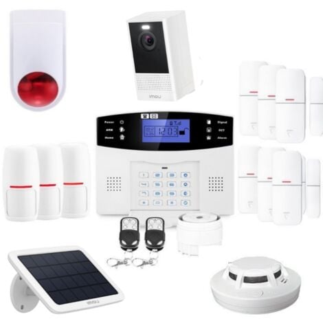 Alarme sans fil connectée GSM avec sirène extérieure et caméra autonome kit 18 3 détecteurs de mouvement 6 d'ouverture