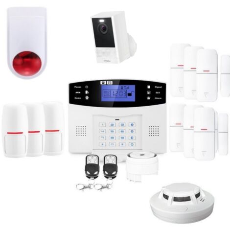 Alarme sans fil connectée gsm avec sirène pour maison kit connecté 6 - Blanc
