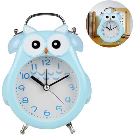 Alarme silencieuse sans tic-tac avec veilleuse et répétition, fonctionne à piles et facile à régler, jolie horloge décorative hibou pour enfants, chambre de filles