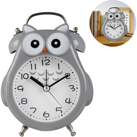 Alarme silencieuse sans tic-tac avec veilleuse et répétition, fonctionne à piles et facile à régler, jolie horloge décorative hibou pour enfants, chambre de filles