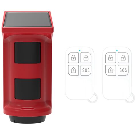 Alarme Solaire Étanche IP53 avec Détecteur de Mouvement et Strobe Lumineux pour Sécurité Résidentielle et Commerciale