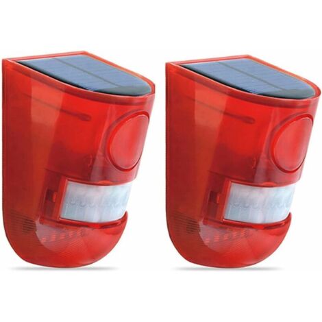 Alarme solaire LED avec détecteur de mouvement infrarouge avec sirène de 110 dB et lumière stroboscopique pour la maison le jardin labri dauto système dalarme de sécurité 2 pièces
