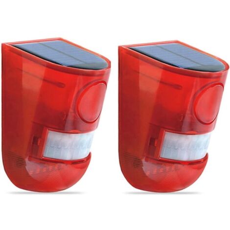 Alarme solaire LED avec détecteur de mouvement – Sirène 110 dB – Lumière stroboscopique – Étanchéité IP65 – Portée 1000m – 2 pièces