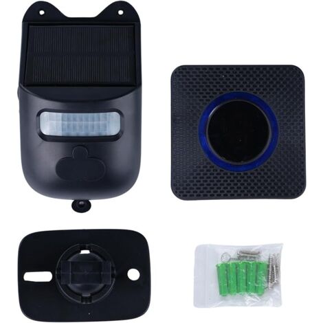 Alarme Solaire Maison Détecteur de Mouvement Extérieur Alarme de Porte Détecteur de Mouvement 3 Sensibilités Réglables (1 Détecteur + 1 Récepteur) Noir