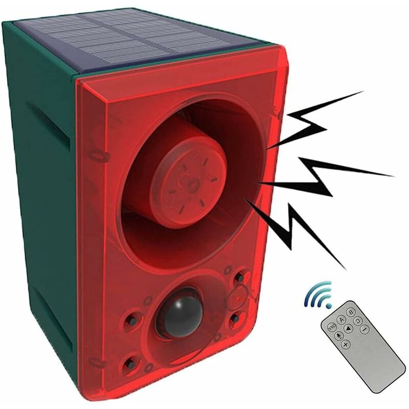Gotrays - Alarme solaire stroboscopique alarme à capteur de mouvement 130 dB avec télécommande enregistrement de 20 secondes et son daboiement de
