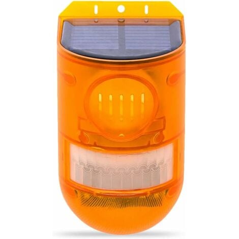 GOTRAYS Alarme SolaireAlarme sonore et Lumineuse à détecteur de Mouvement Lumière dalarme Solaire étanche 2 Modes de Travail 110db Lumière de sirène de sécurité sonore pour la Maison la Ferme la