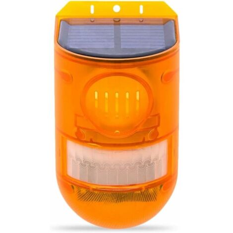 Alarme SolaireAlarme sonore et Lumineuse à détecteur de Mouvement Lumière dalarme Solaire étanche 2 Modes de Travail 110db Lumière de sirène de sécurité sonore pour la Maison la Ferme la