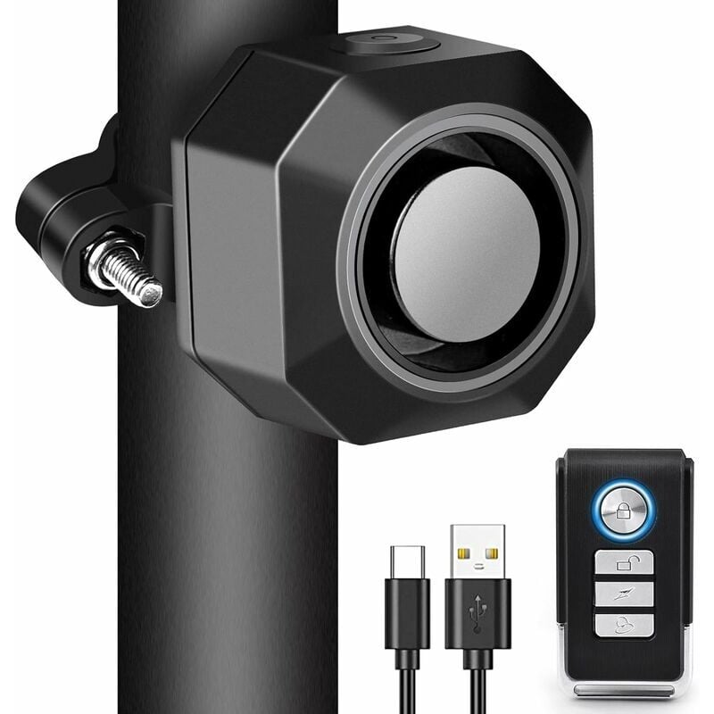 Lauwexe - Alarme Velo Antivol Rechargeable usb sans Fil avec Supports de Montage, Sensibilité Réglable,Dispositif avec Télécommande for Scooter,Vélo