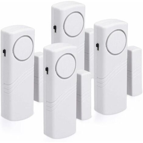 Alarmes pour portes et fenêtres - Lot de 4 - Sécurité domestique et anti-effraction - Fonctionnement magnétique - 120 dB