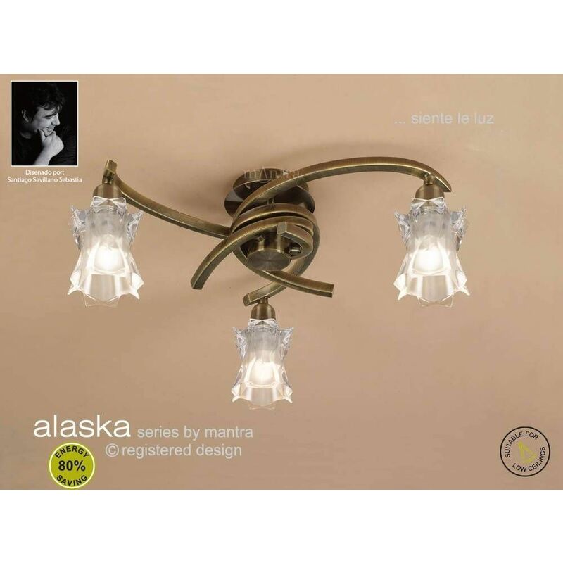 Alaska ceiling lamp 3 bulbs L1 / SGU10, antique brass