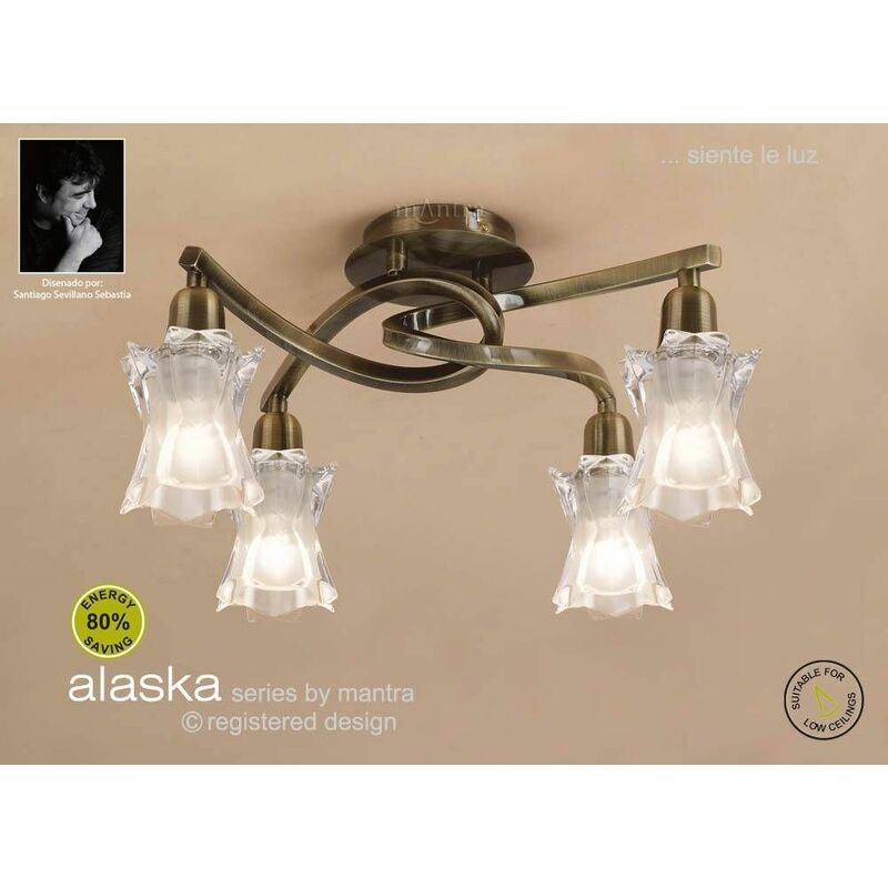 Alaska ceiling lamp 4 bulbs L1 / SGU10, antique brass