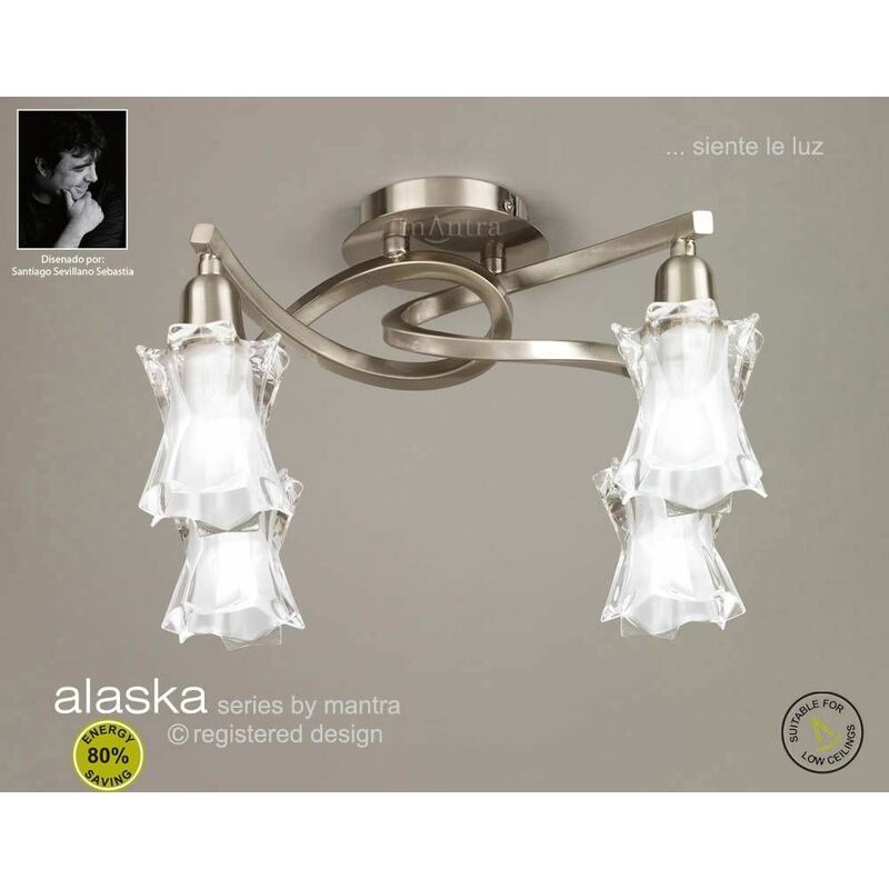 Alaska ceiling lamp 4 bulbs L1 / SGU10, satin nickel