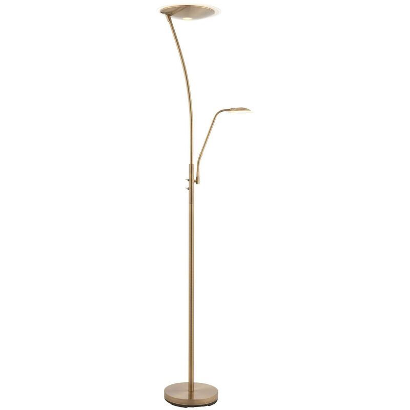 Endon Lighting - Endon Alassio - LED 1 Light Floor Lamp Antique Brass, And Frosted Plastic