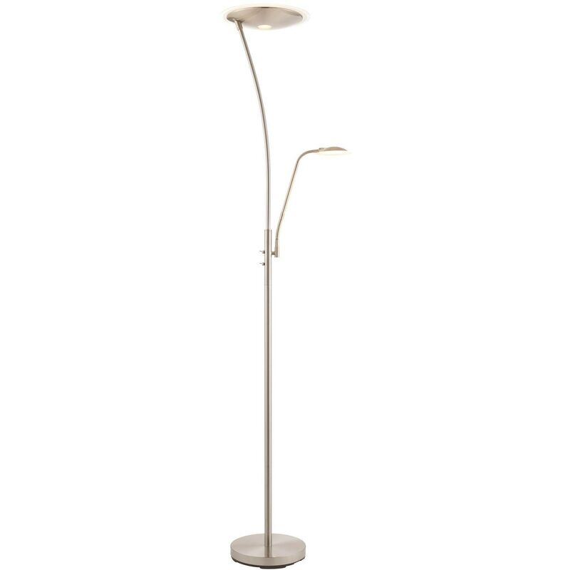 Endon Lighting - Endon Alassio - LED 1 Light Floor Lamp Satin Chrome, And Frosted Plastic
