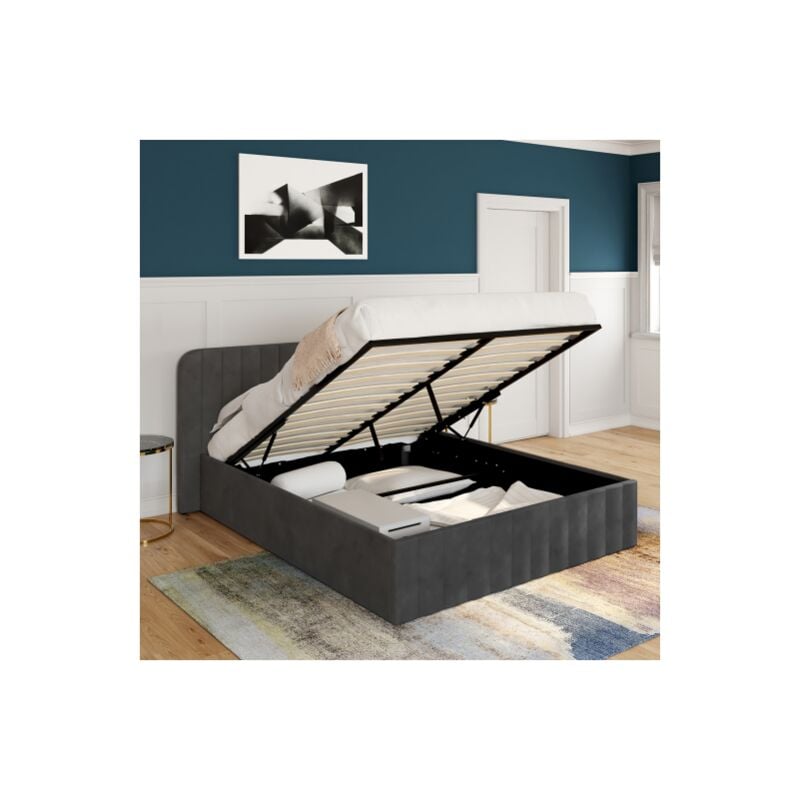 Idmarket - alba cama doble con cabecero 140 x 190 cm gris terciopelo