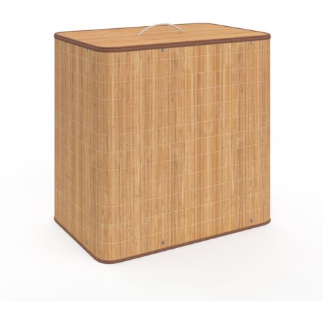 ALBA cesto de la ropa de bambú, 3 cubos, tejido crudo