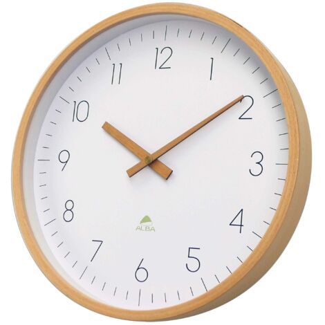 ALBA HORTREE HORLOGE MURALE (HÊTRE)/VERRE, BOIS CLAIR/FOND BLANC, MOYEN