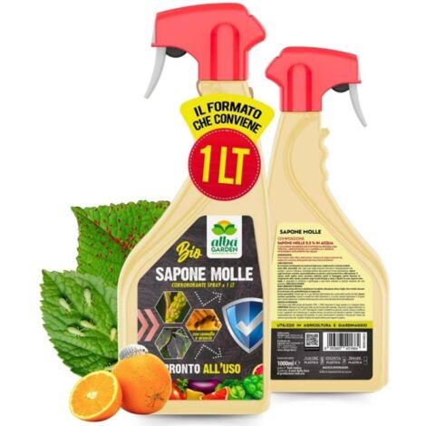 Albagarden - Sapone Molle di Potassio MAXI x 1 Litro - Corroborante Effetto Insetticida Piante Bio - Potenzia Le Difese Delle Piante Da Insetti Cocciniglia Pidocchi Ragnetto Rosso Cimici Spray