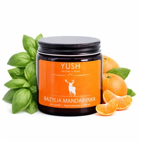 Albahaca Mandarina - VELA DE SOYA MANDARINA DULCE Y ALBAHACA - YUSH - 120 ml