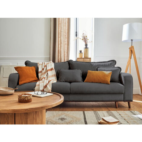 Albane - 3-sitzer sofa - mit schlaffunktion und bettkasten - aus cord - dunkelgrau