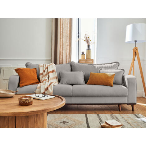 Albane - 3-sitzer sofa - mit schlaffunktion und bettkasten - aus cord - hellgrau