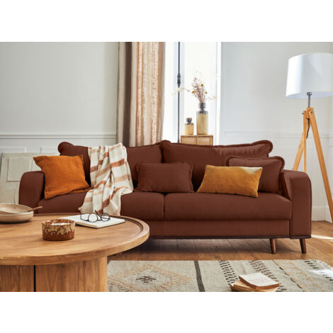 Albane - 3-sitzer sofa - mit schlaffunktion und bettkasten - aus cord - rostfarben