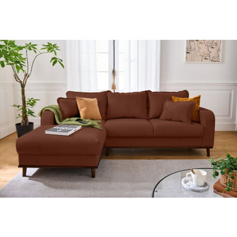 Albane - 4-sitzer ecksofa links - cord - rostfarben