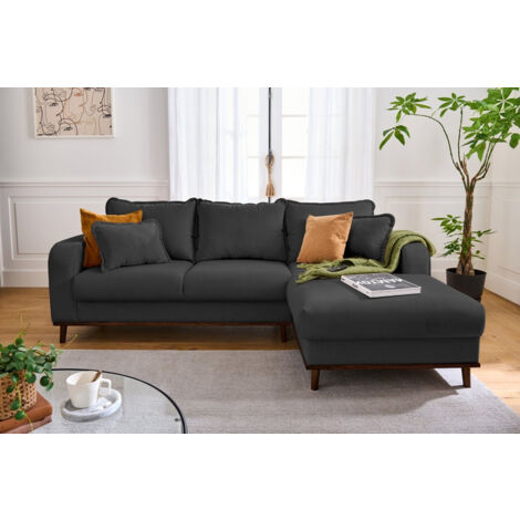 Albane - 4-sitzer ecksofa rechts - cord - dunkelgrau