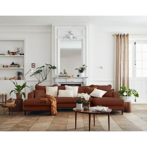 Albane - 7-sitzer wohnlandschaft in u-form - aus cord - rostfarben