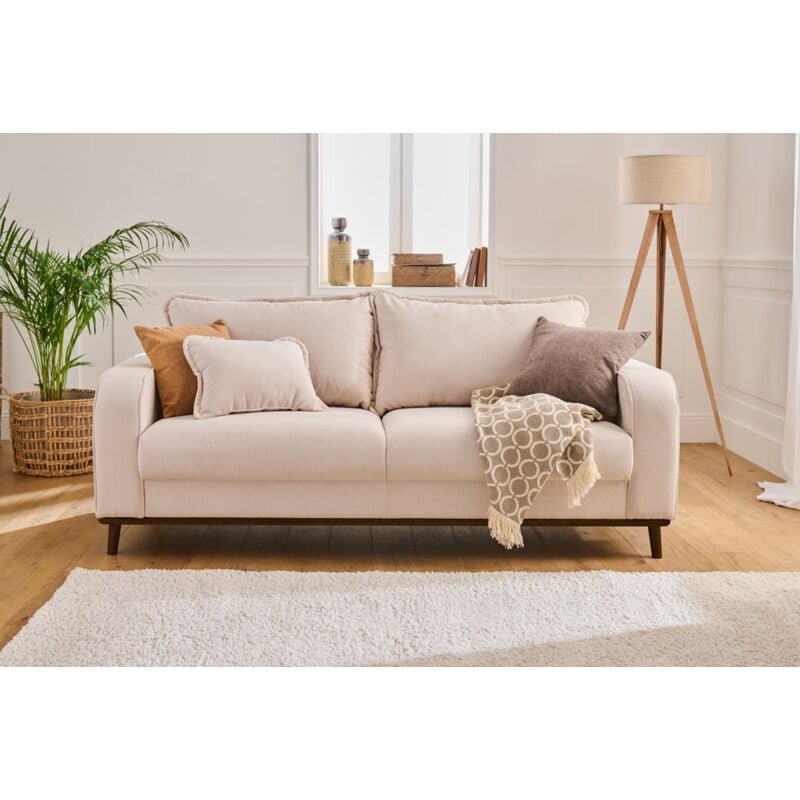 Albane - canapé 3 places - en velours côtelé - beige