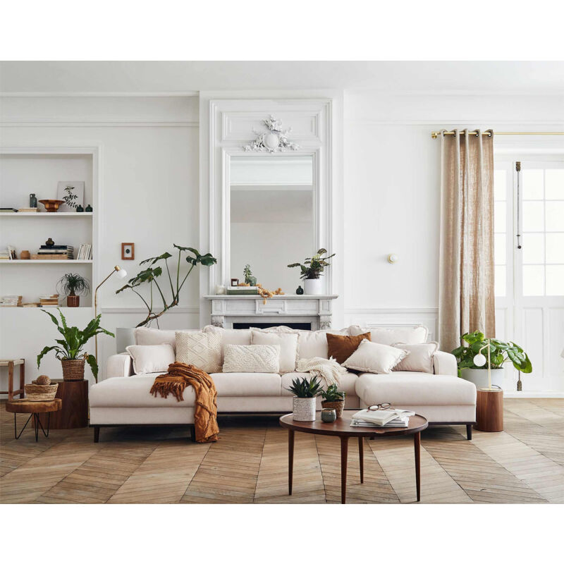 Lisa Design - Albane - canapé panoramique en u - 7 places - en velours côtelé - beige