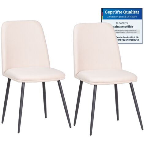 Albatros BONO Stoffstuhl Beige– 2er-Set Esszimmerstühle im modernen Retro-Design DEKRA-geprüft, pflegeleichter Stoffbezug