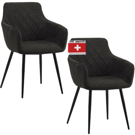 ALBATROS Esszimmerstühle 2er Set SILA, Schwarz - Modern und Stilvoll, bequemer Polsterstuhl - Eleganter Küchenstuhl, Stuhl Esszimmer oder Esstisch Stuhl im Retro-Look