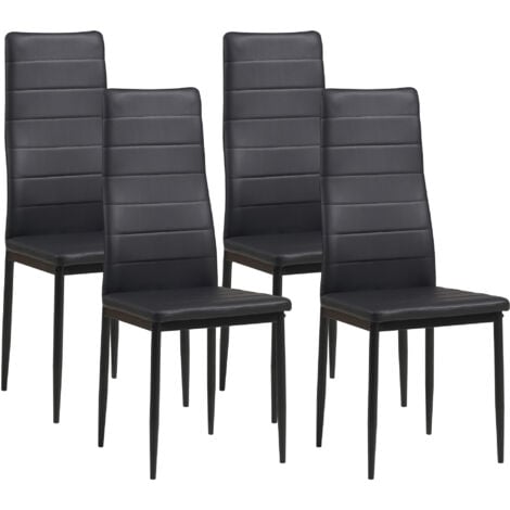 ALBATROS 4er Set, Schwarz - Polsterstuhl mit Kunstleder-Bezug, Modernes Stilvolles Design am Esstisch - Küchenstuhl oder Stuhl Esszimmer mit hoher Belastbarkeit: 110kg