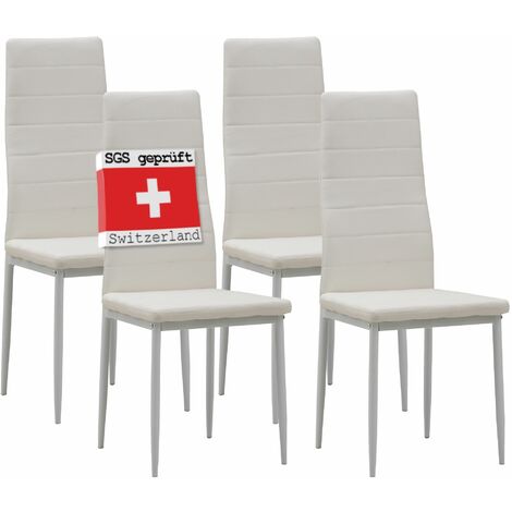 Albatros Esszimmerstühle MILANO 4er Set, Weiss - Polsterstuhl mit Kunstleder-Bezug, Modernes Stilvolles Design am Esstisch-Küchenstuhl oder Stuhl Esszimmer mit hoher Belastbarkeit bis 110kg
